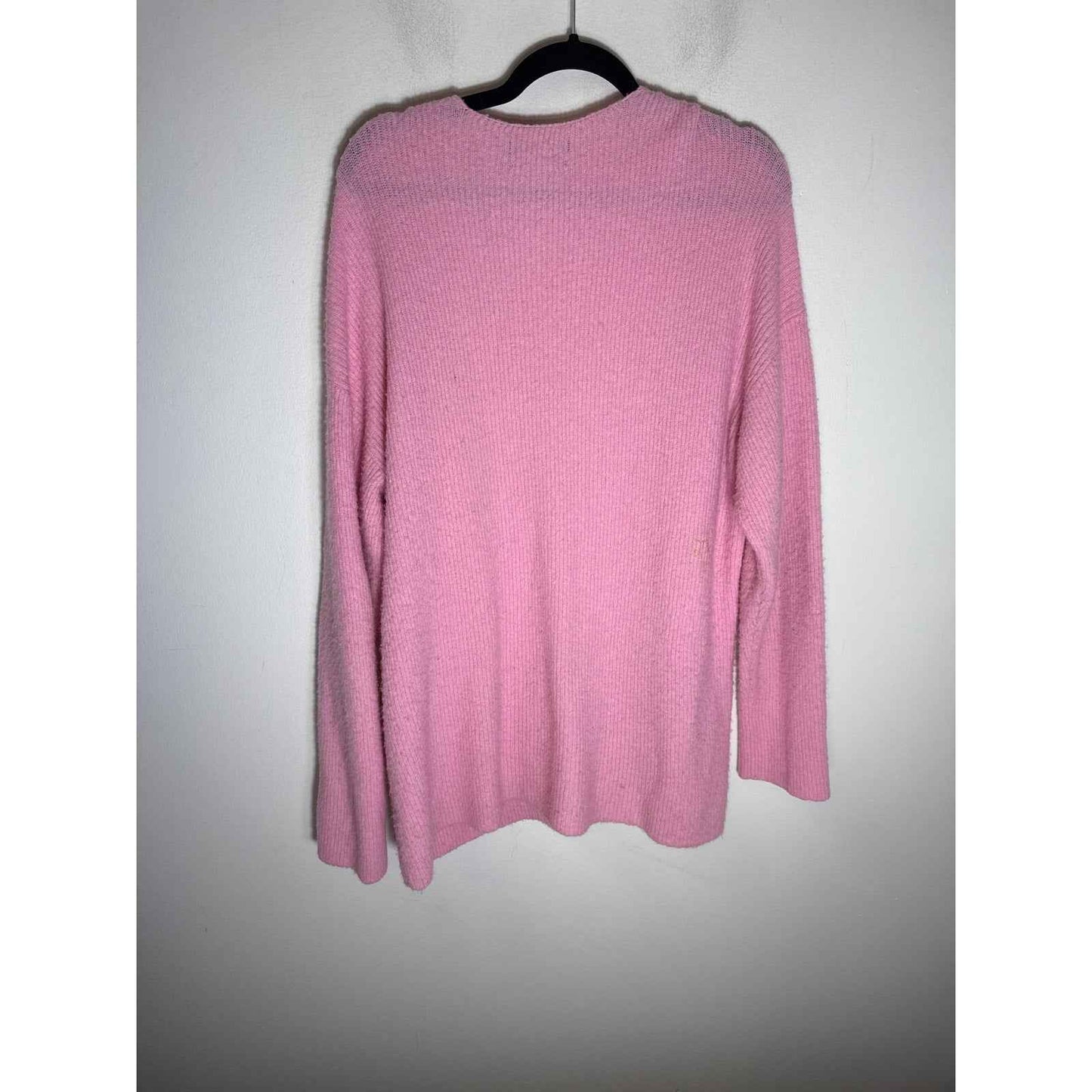 Something Navy Pink Ribbed V Neck Sweater Sz M