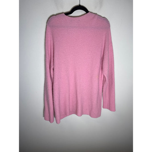 Something Navy Pink Ribbed V Neck Sweater Sz M