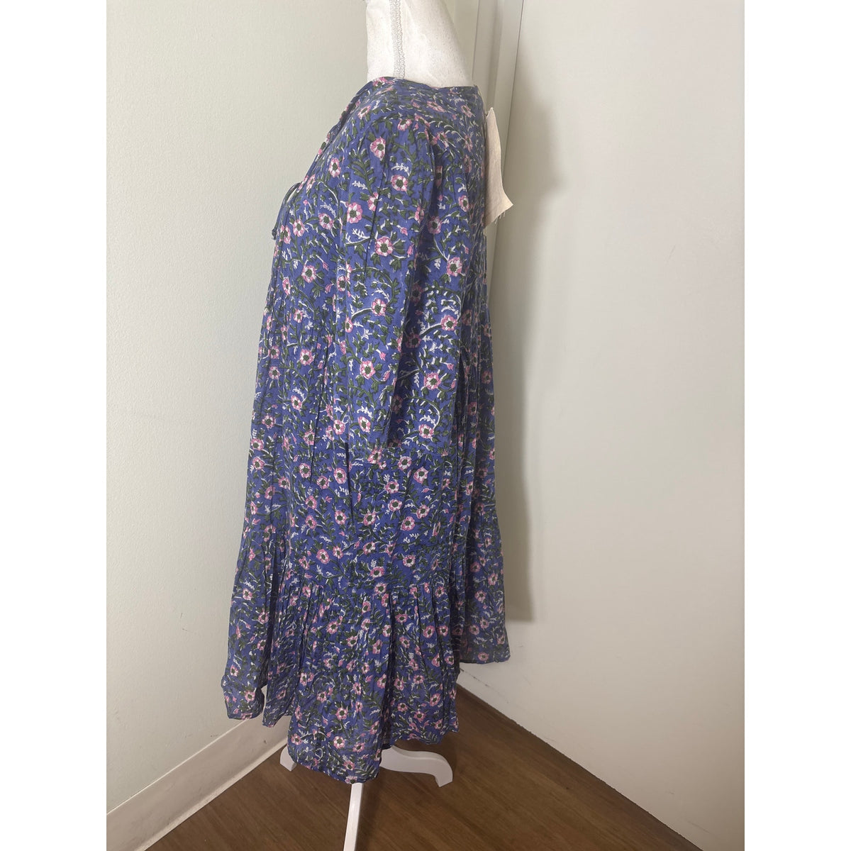 NWT India Collection by Emerson Fry Purple & Pink Floral Baby Doll Dress Sz M/L