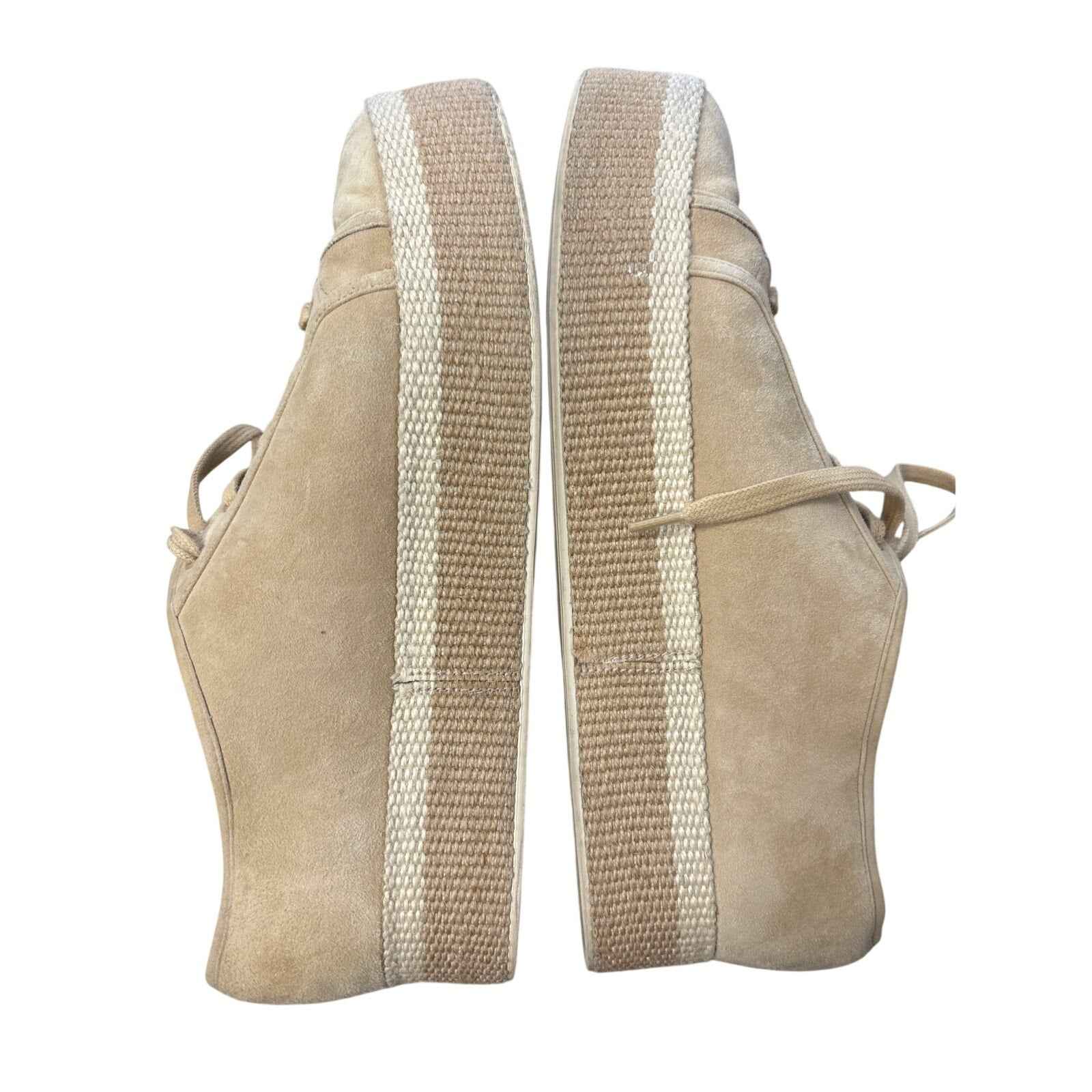 Vince Beige Suede Platform Lace Up Fashion Sneaker Sz 9.5
