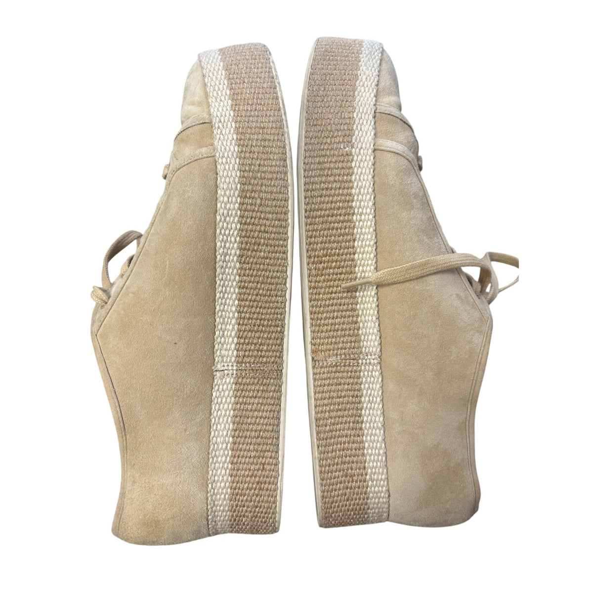 Vince Beige Suede Platform Lace Up Fashion Sneaker Sz 9.5