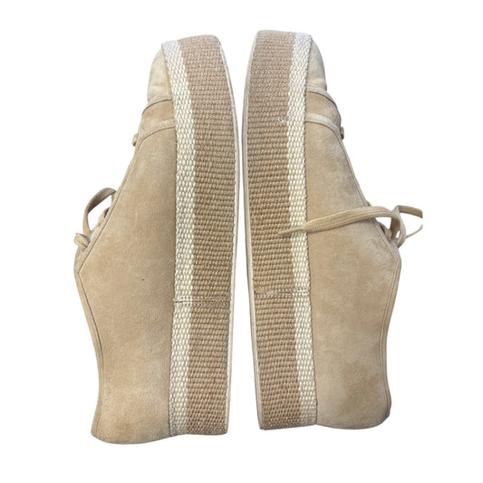 Vince Beige Suede Platform Lace Up Fashion Sneaker Sz 9.5