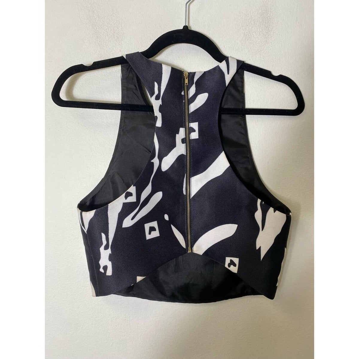 Blaque Label Black White Pattern Crop Top XS