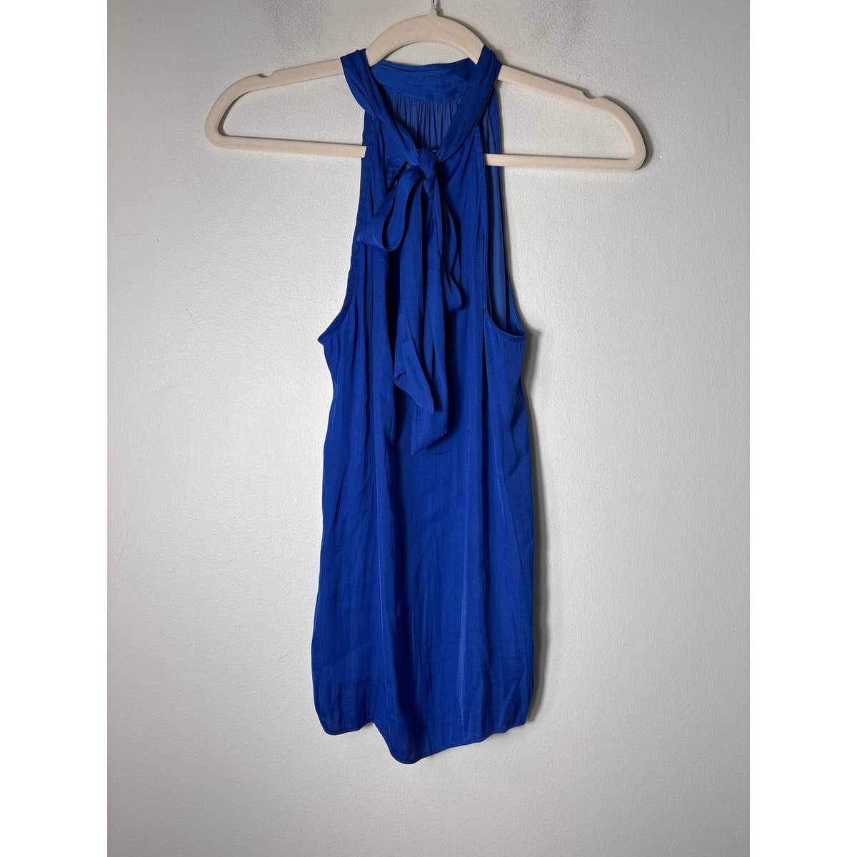 Naked Zebra Cobalt Blue Halter Tie Neck Top sz M