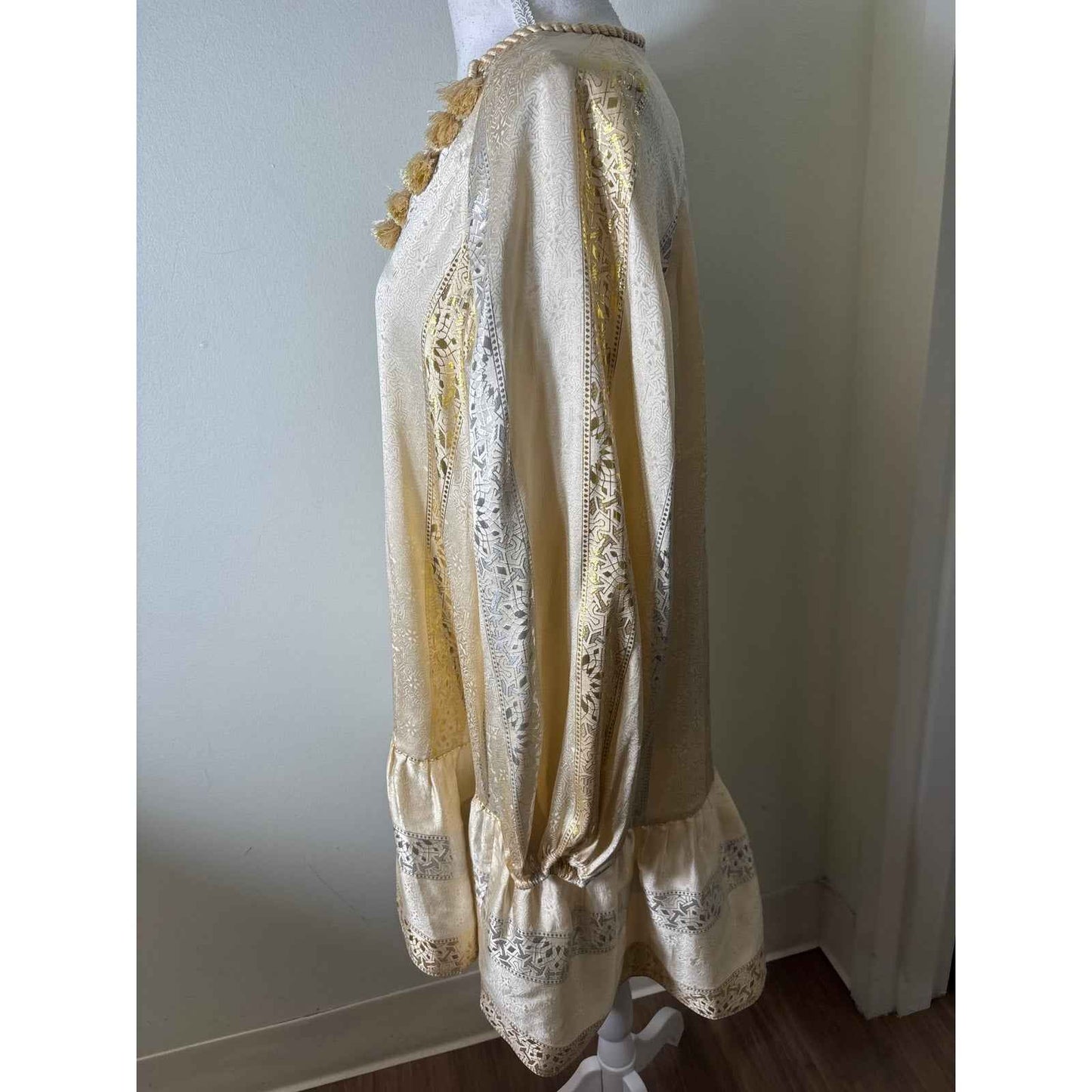 Rachel Zoe Silk Metallic Jacquard Boho Tunic Dress 6