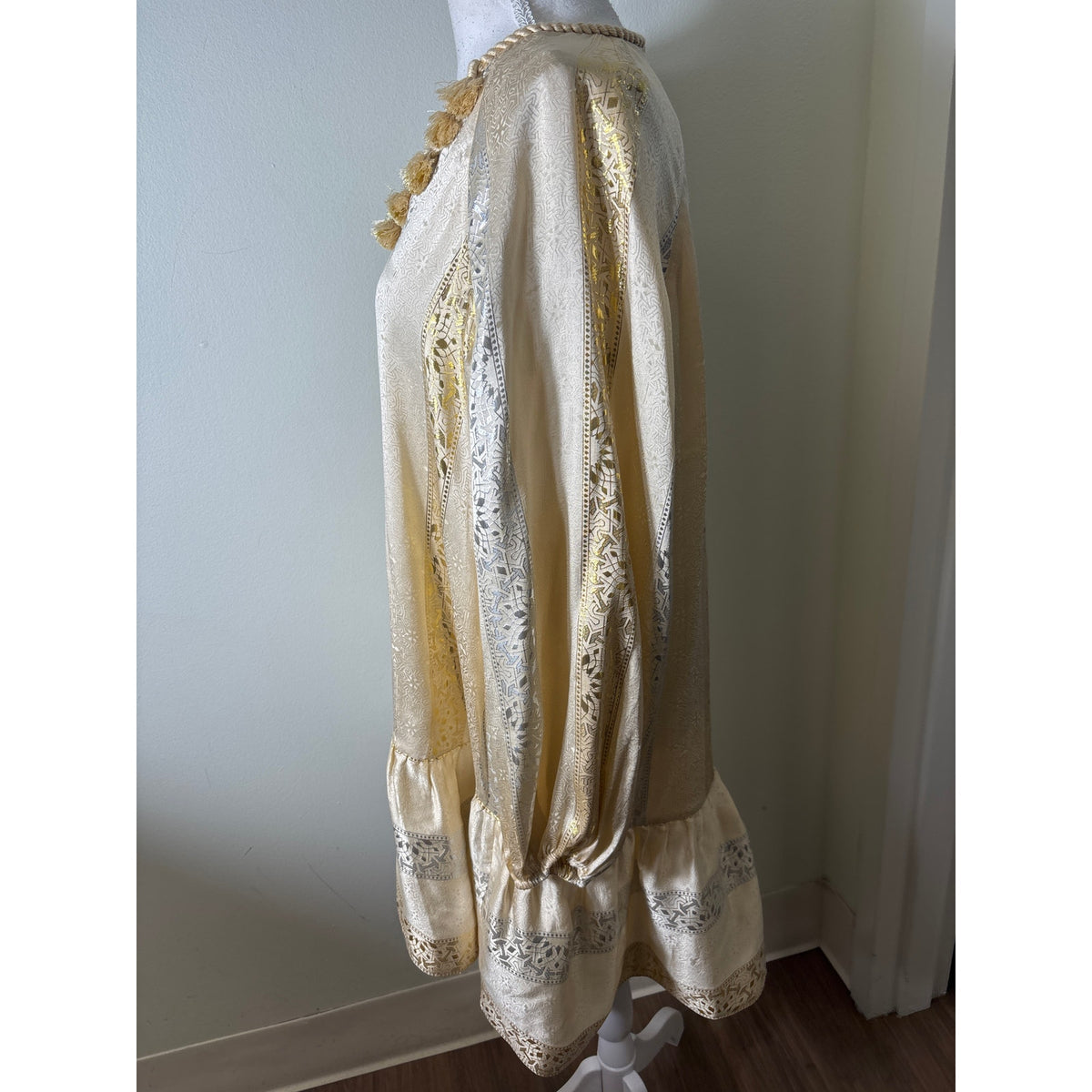 Rachel Zoe Silk Metallic Jacquard Boho Tunic Dress 6