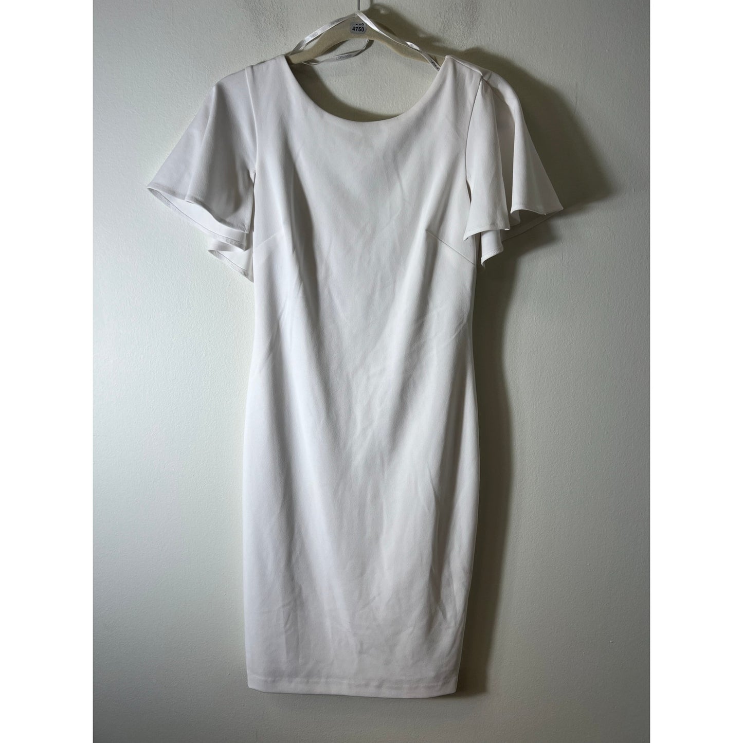 Calvin Klein White Sheath Dress with Ruffle sleeves size 4