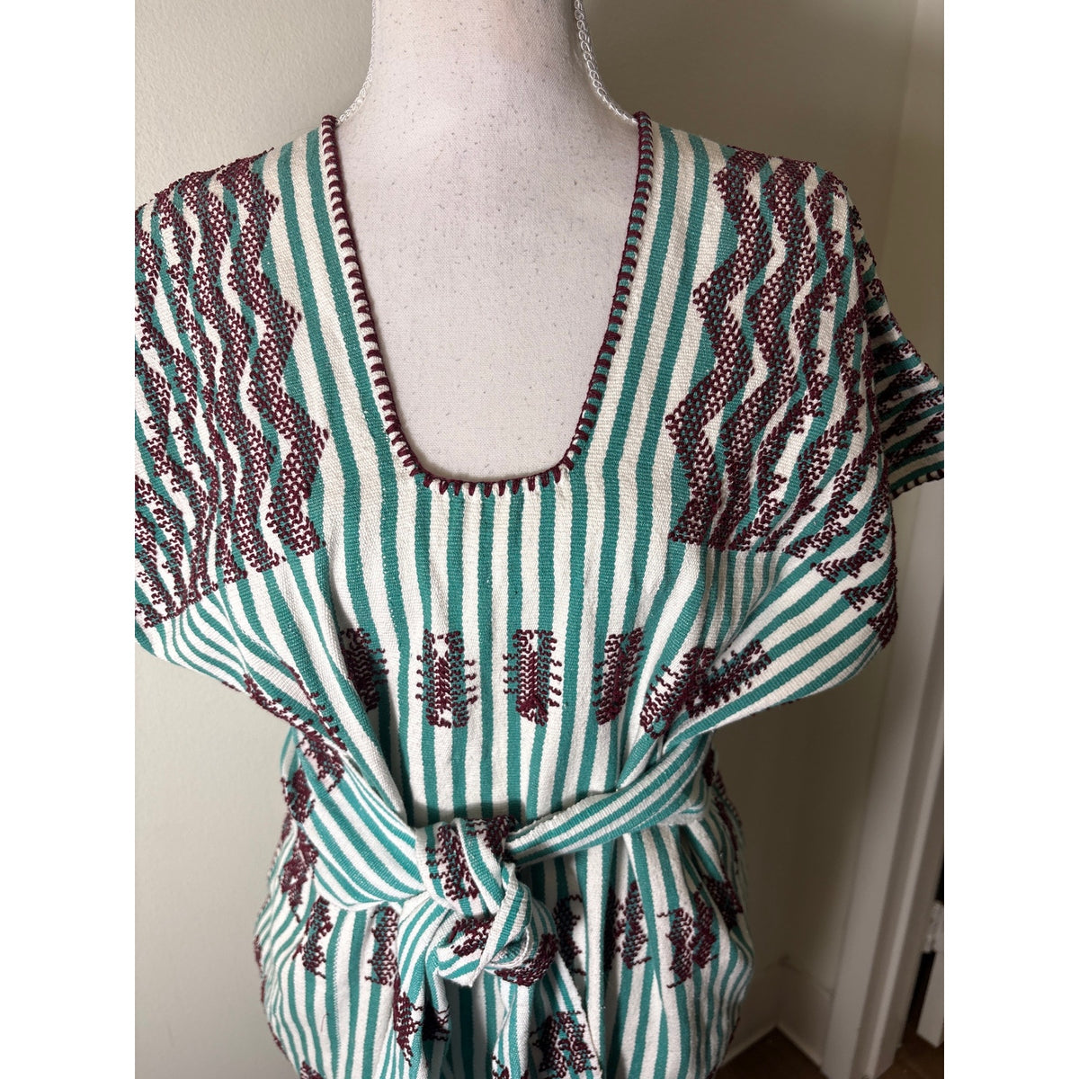 Pippa Holt Green and White Stripe Cotton Caftcan No. 65