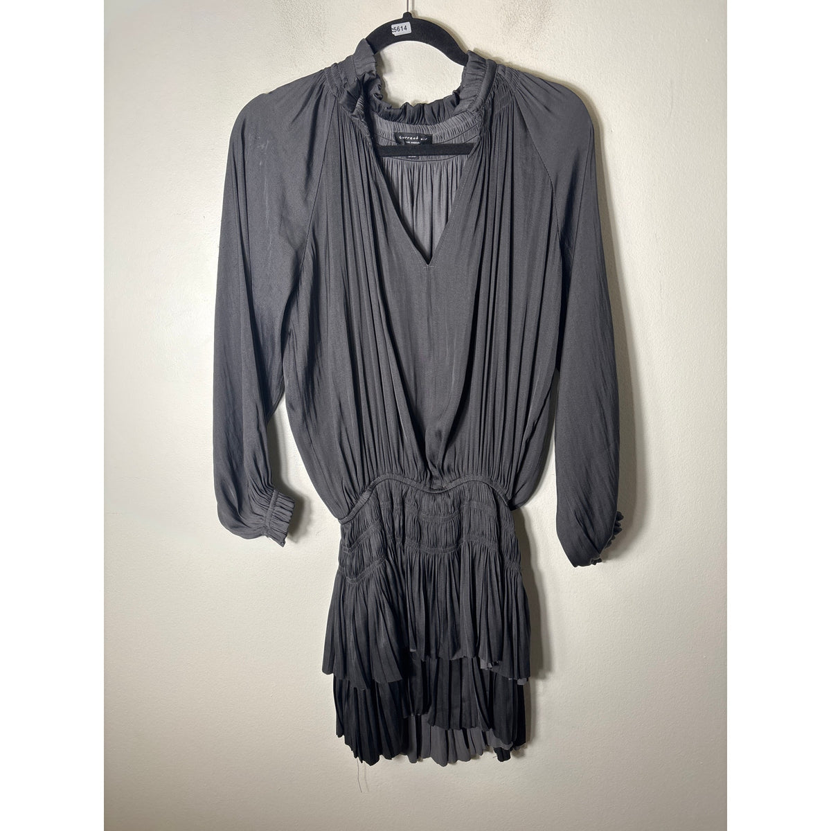Current Air Black Silky Tiered Mini Dress Sz XS