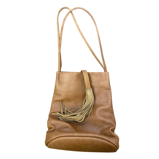 Street Level Vegan Brown Leather Bucket Bag w Tassel