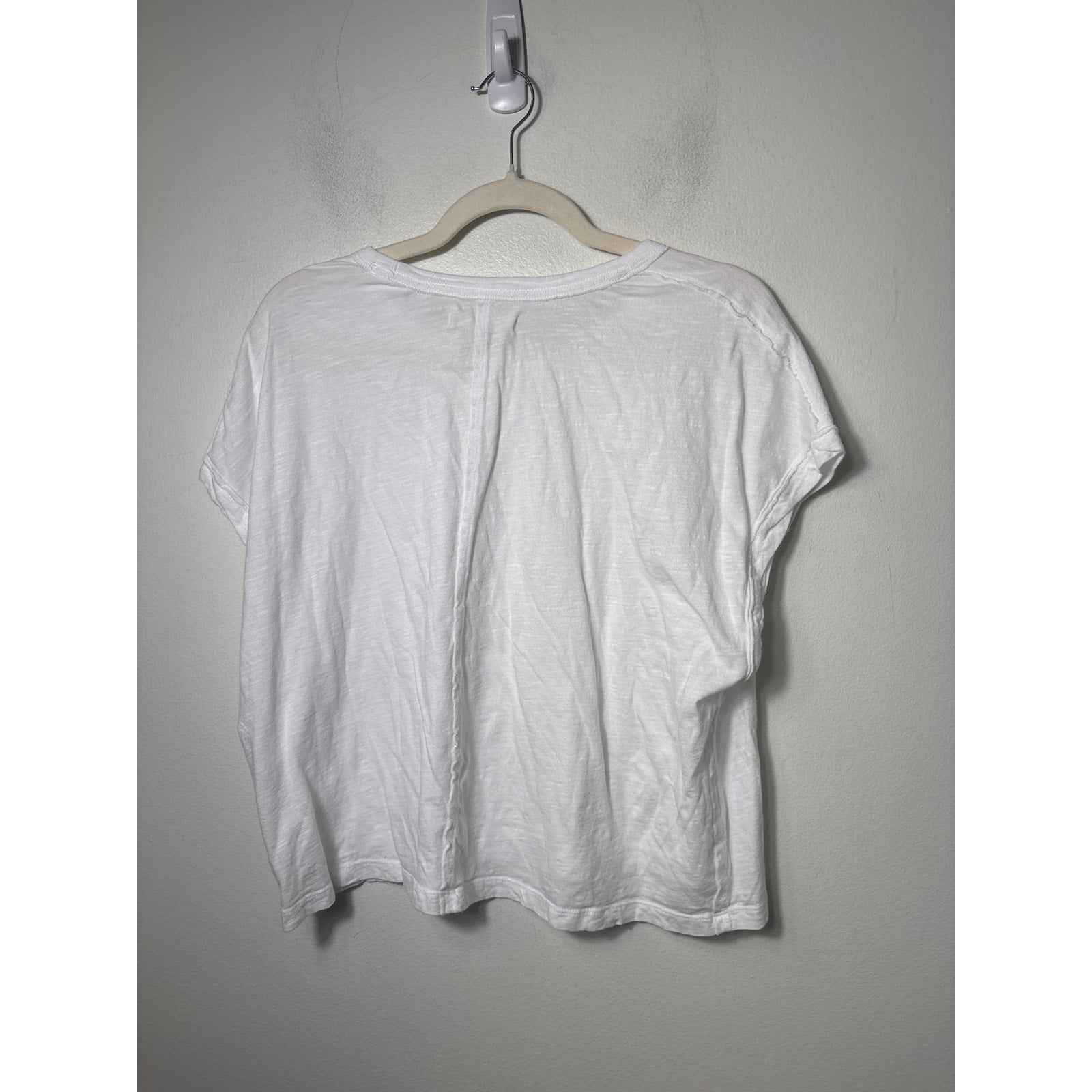 We The Free White Cap Sleeve Cotton Tee Shirt Sz L