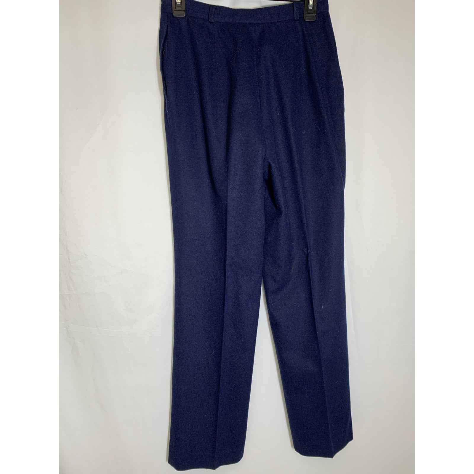 Vintage Boston Traveler Navy Blue Wool Blend Trousers Sz 12