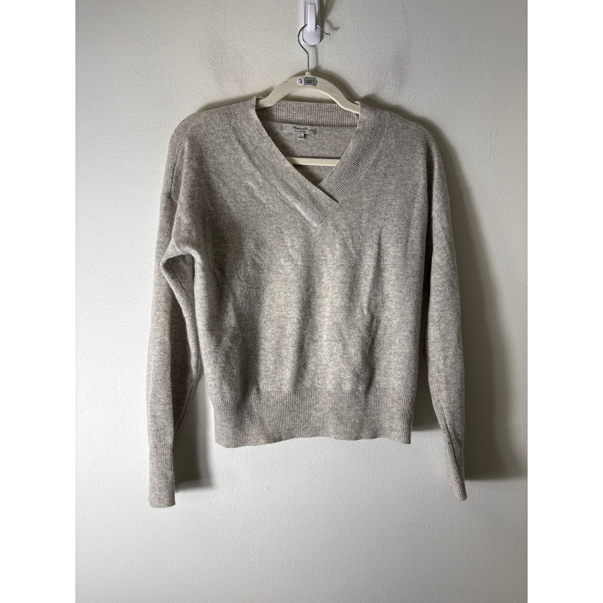 Madewell Light Heather Gray Cashmere V Neck Pullover Sweater Sz S