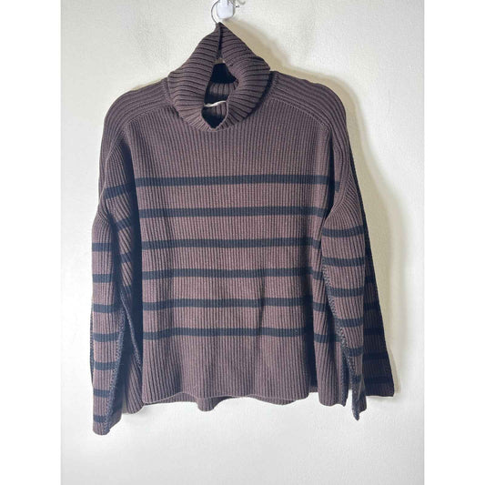 Hyacinth House Brown and Black Stripe Turtleneck Sweater Sz S