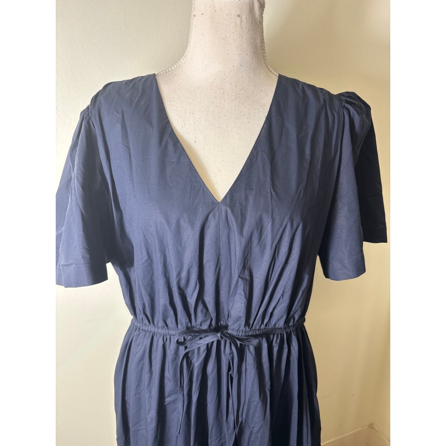 NWT Tuckernuck Navy and Cream Cotton Mitchell Dress Sz L