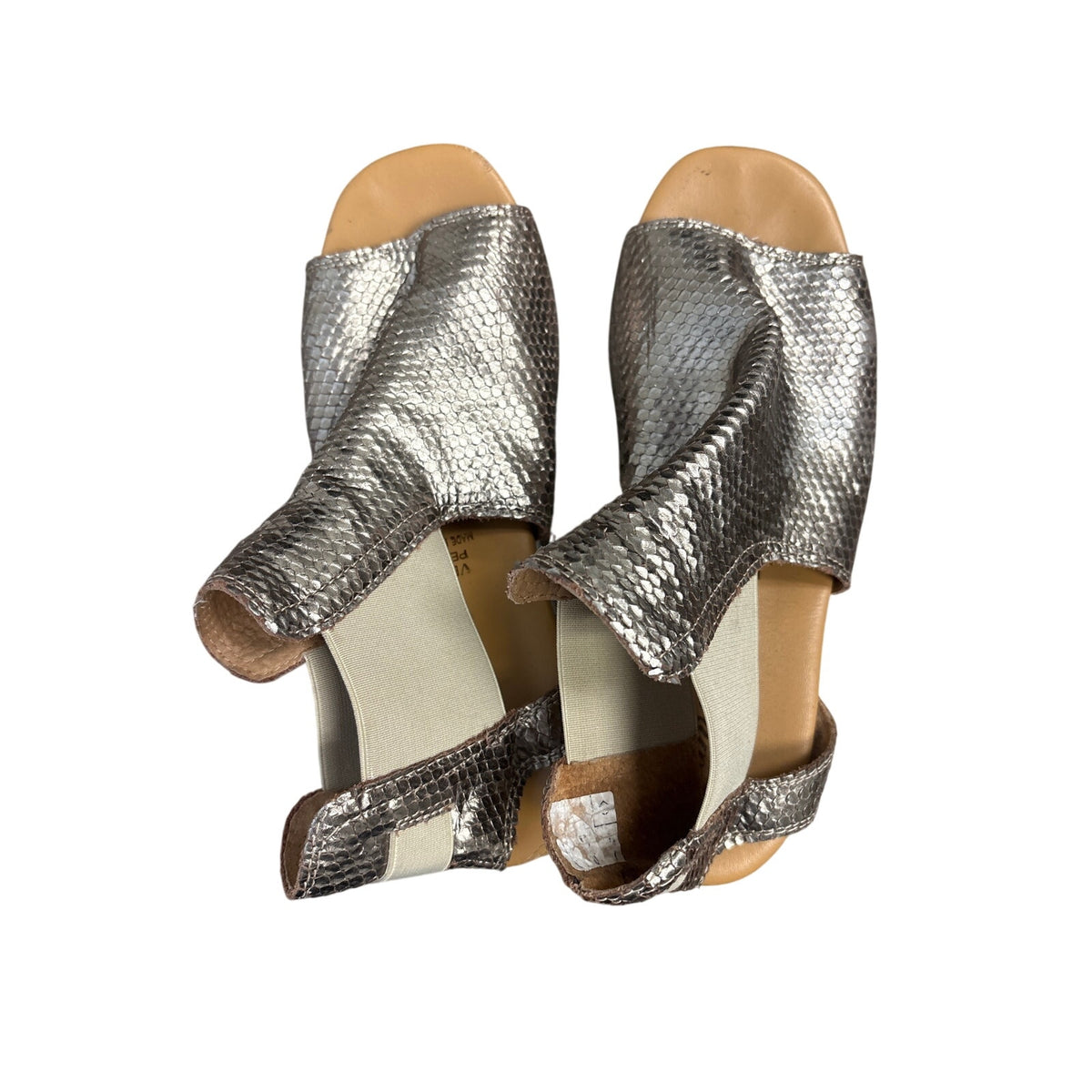 Piampiani Vera Pelle Metallic Snake Skin Sandals Sz 38 (7.5)