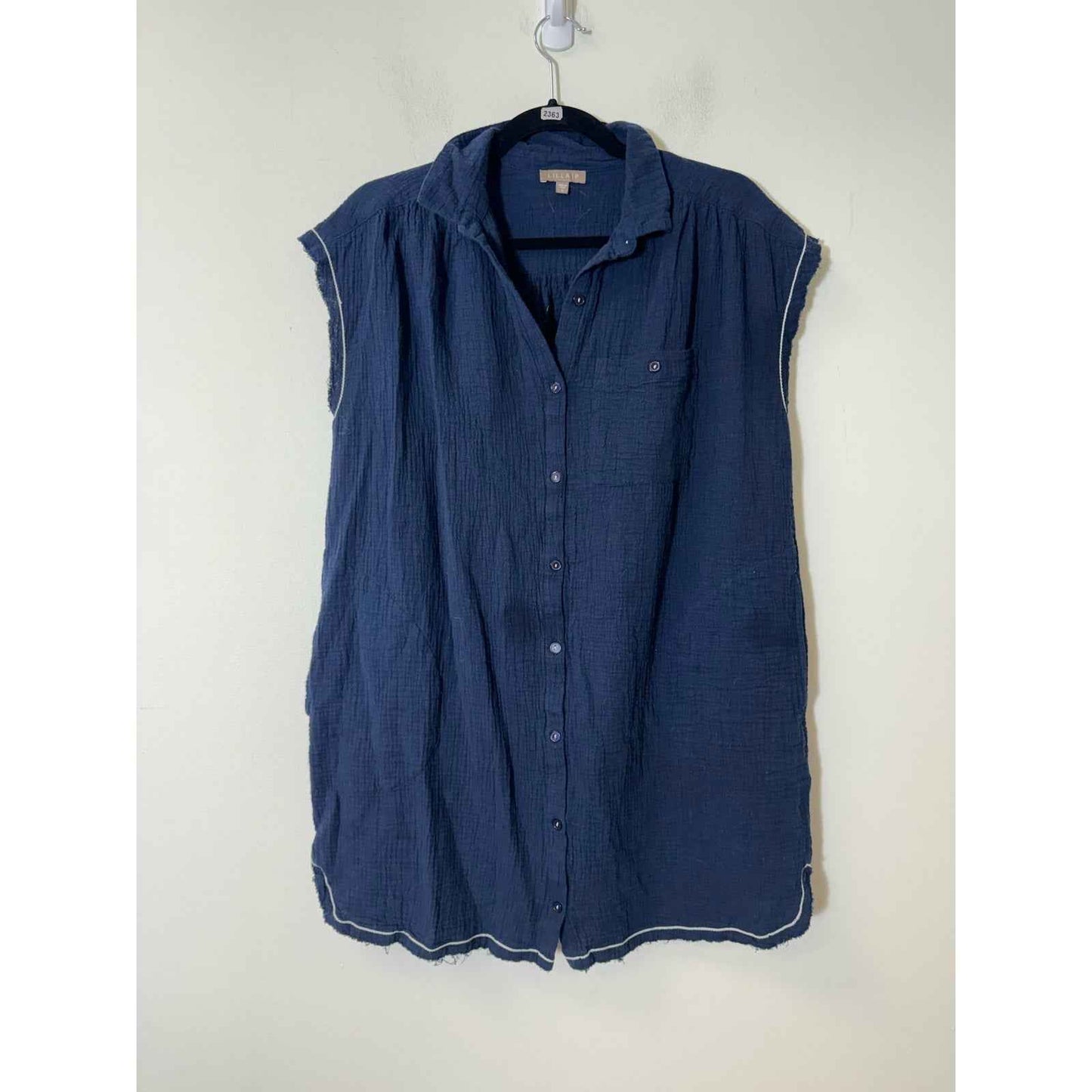 Lilla P Blue Sleeveless Mini Shirt Dress Sz S