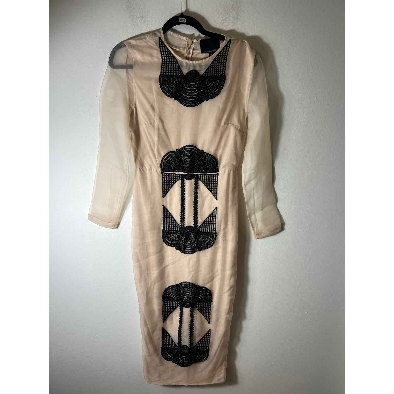 Julianna Bass Nude/Black Organza Dress Sz 4