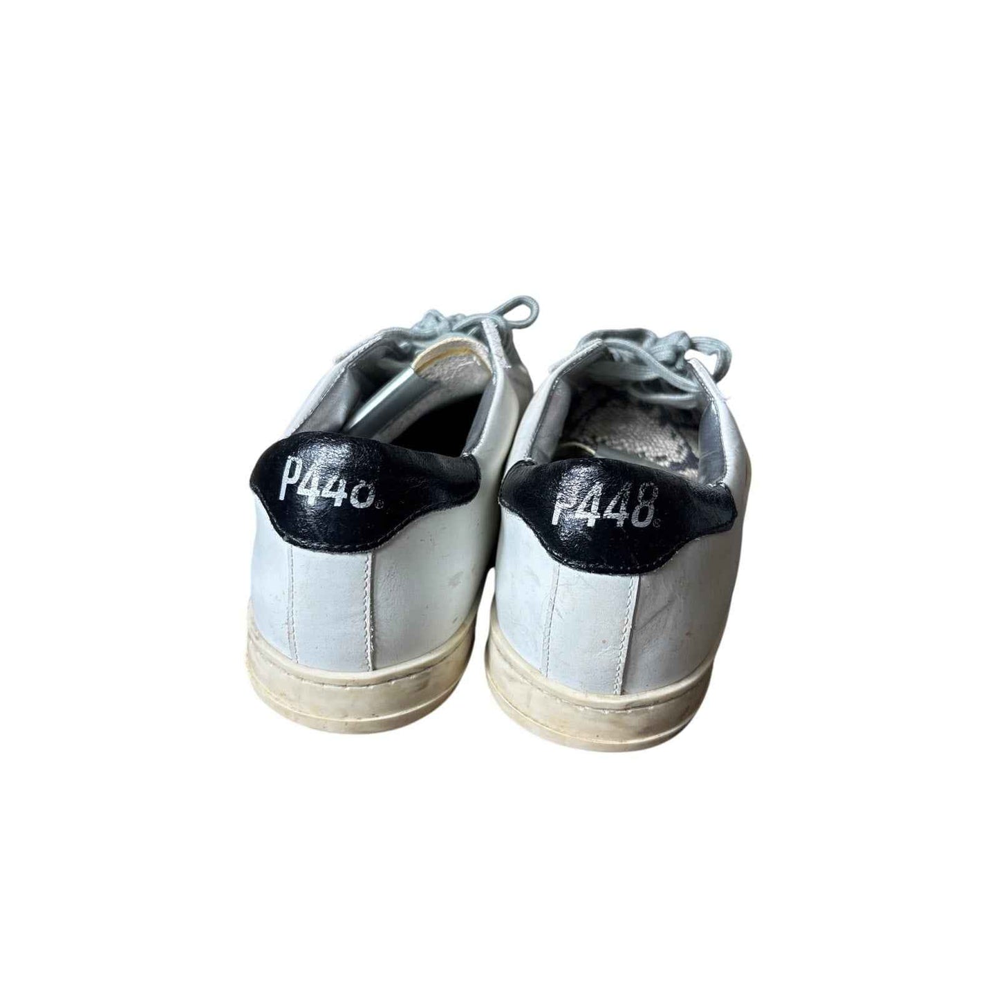 P448 White and Black w/Snake Skin Accent on Toe Tennis Shoes Sz 40 (9.5)