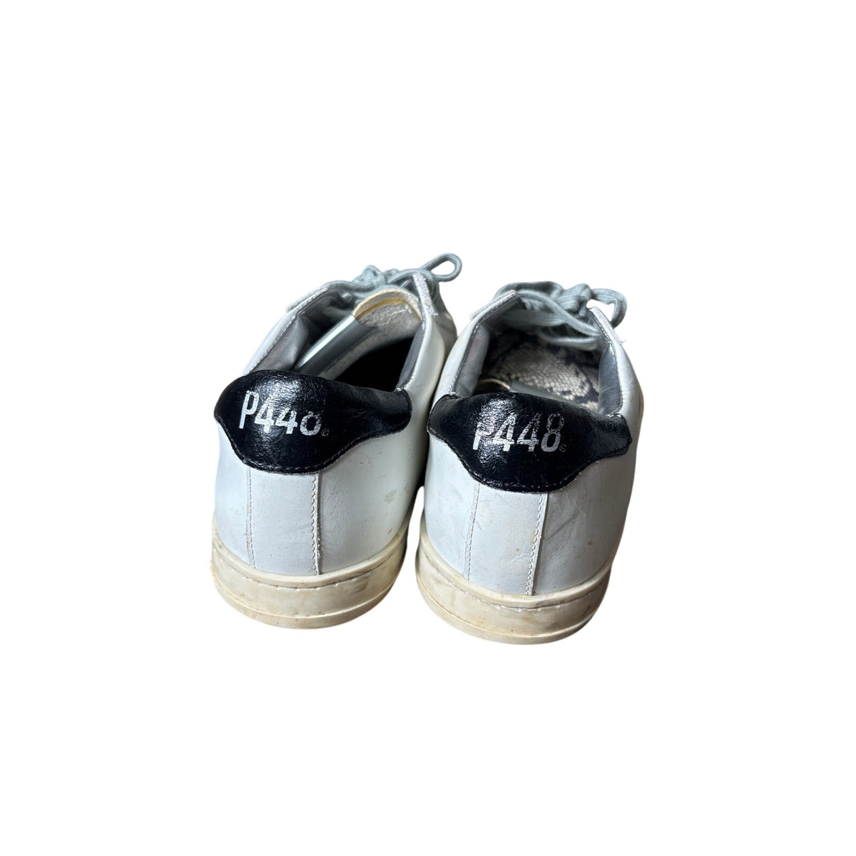 P448 White and Black w/Snake Skin Accent on Toe Tennis Shoes Sz 40 (9.5)