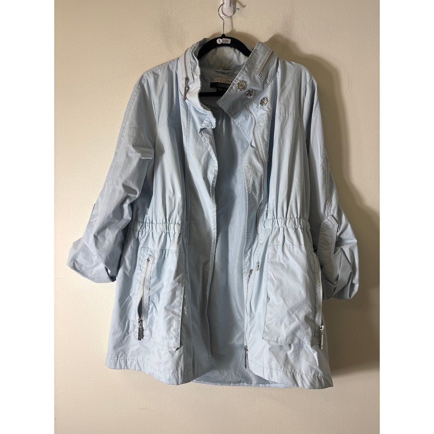 Nikki Jones casual Light Blue Everyday Long Sleeve Zip Up Hooded Jacket sz M