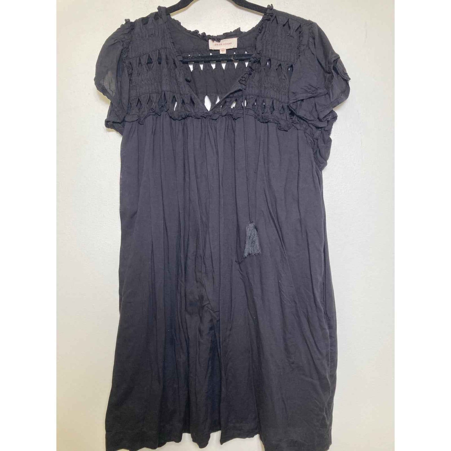 Dear John Black Flutter Sleeve Knee Length Dress Sz L