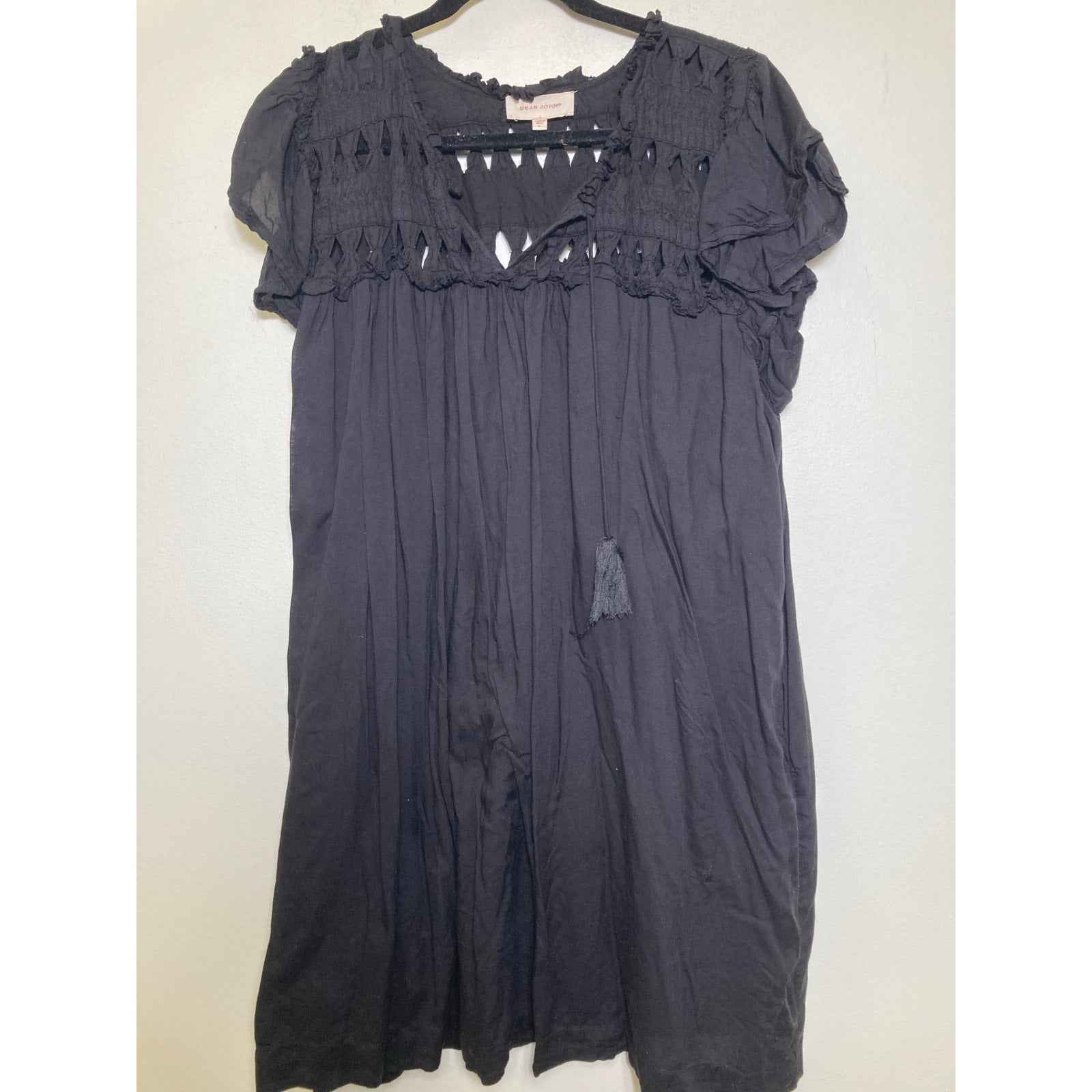 Dear John Black Flutter Sleeve Knee Length Dress Sz L
