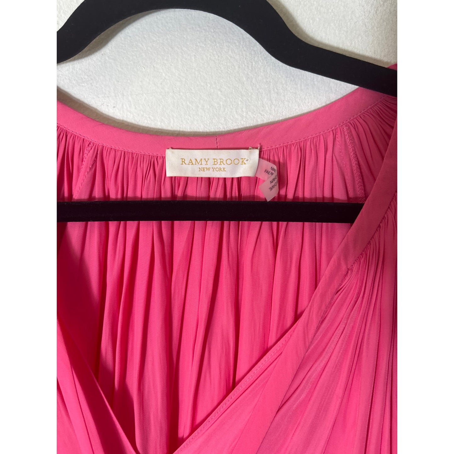 Ramy Brook Bright Pink Silky Blouse Sz M