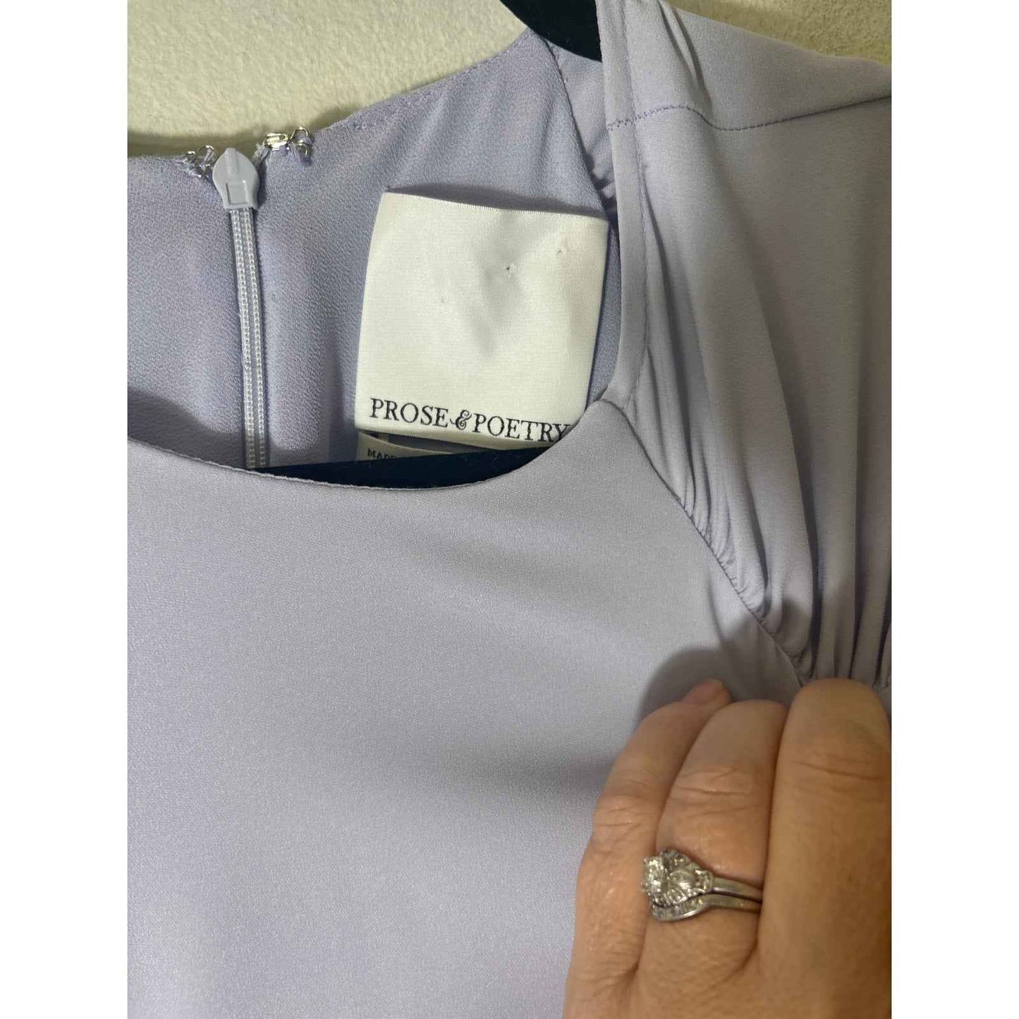 Prose&Poetry Light Lavender Long Sleeve Rouched Shoulder Blouse Sz S