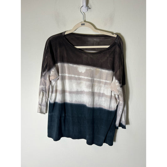 Marika Charles Hand Dyed Brown and Black Long Sleeve Boat Neck Shirt Sz M/L