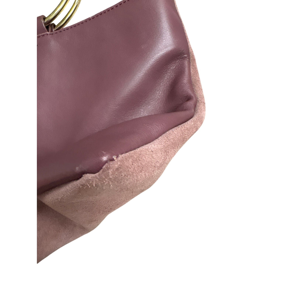 Thacker Plum Suede Gold Ring Purse Sz 9.5" X 8"