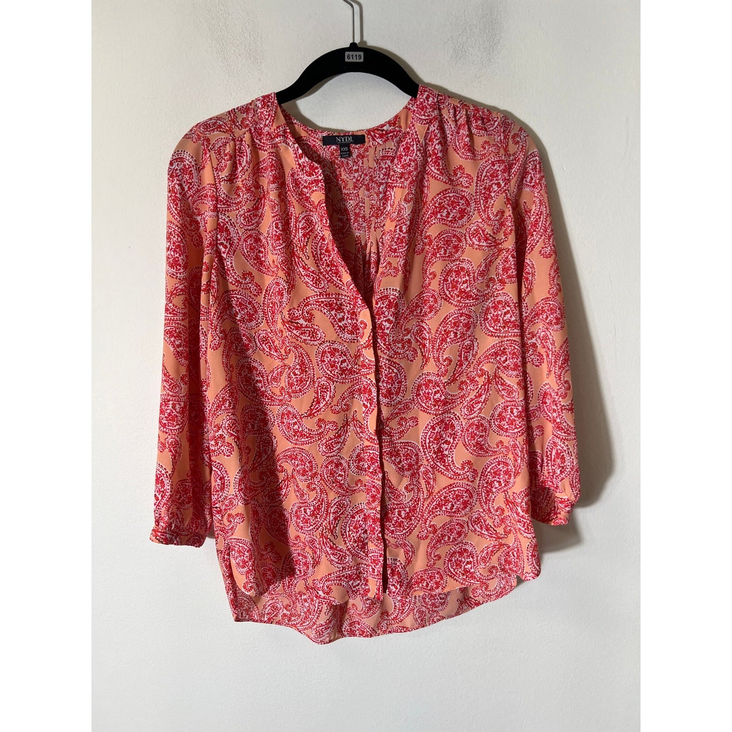 NYDJ Peach Paisley Flowy Top Sz XXS