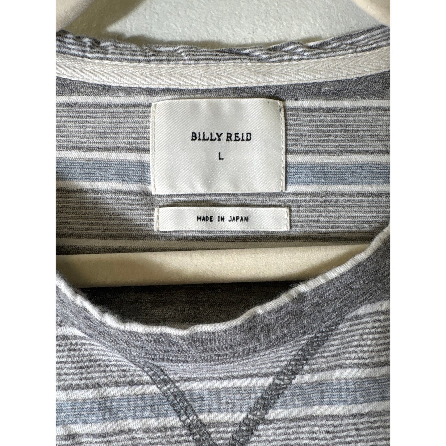 Men's Billy Reid Gray Stripe Short Sleeve Shirt Sz L