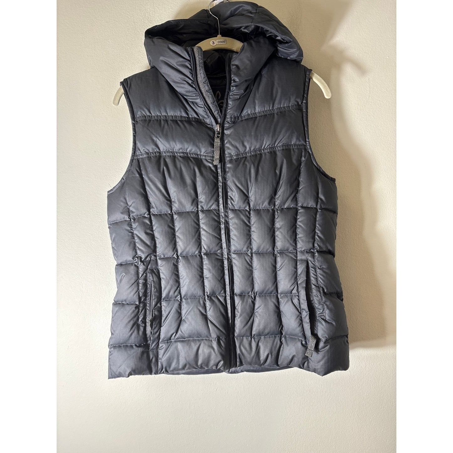 Prana Gray Hooded Puffer Vest Sz SML