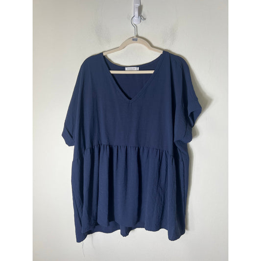 Chicsoul Navy Short Sleeve baby Doll Shirt Sz XL