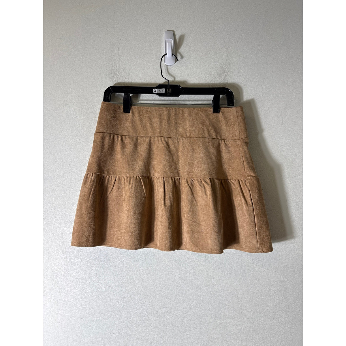Shug Tan Faux Suede Mini Skirt Sz M