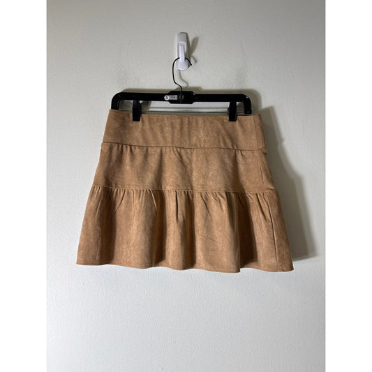 Shug Tan Faux Suede Mini Skirt Sz M