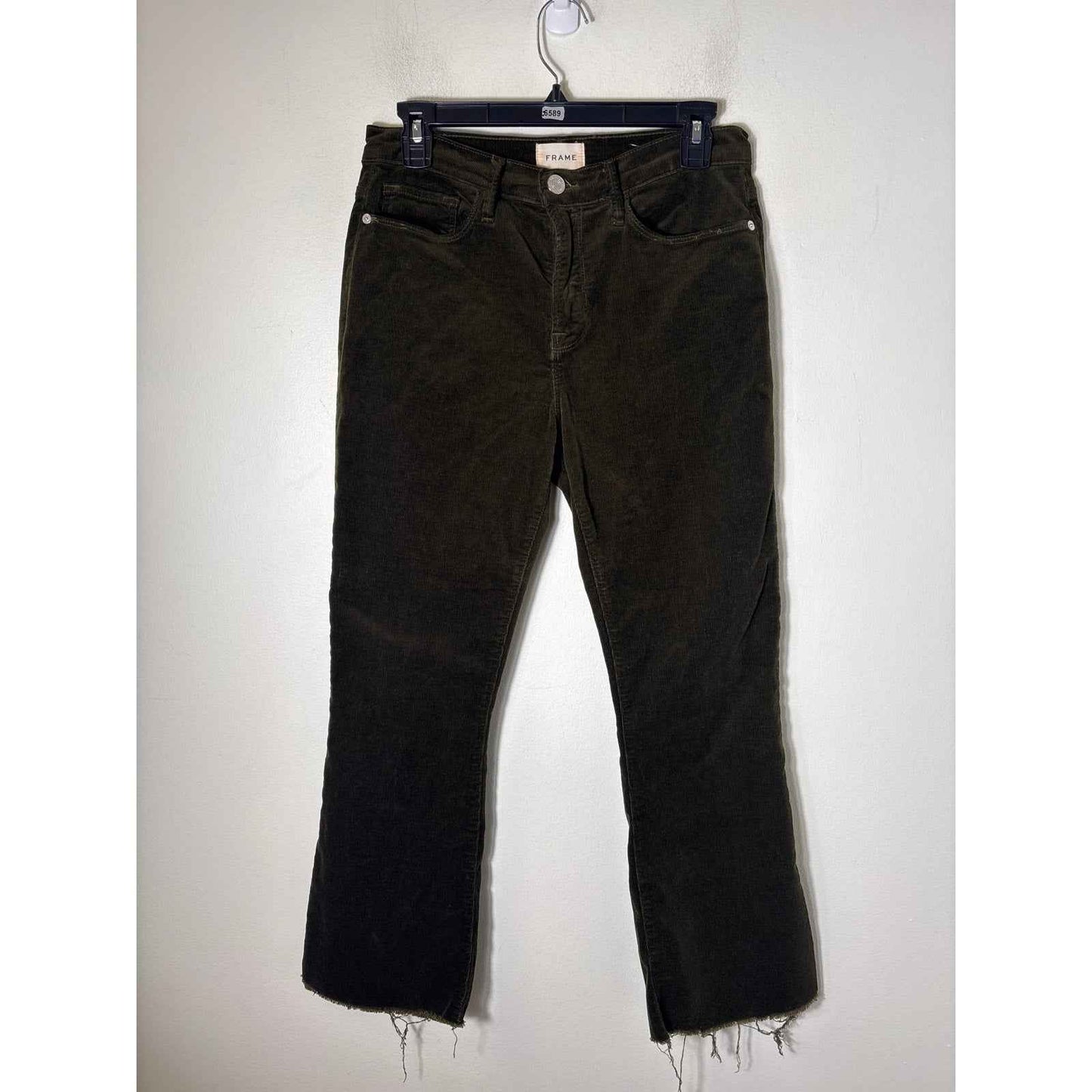 Frame Dark Green Le Crop Mini Boot Cord Pants Sz 29
