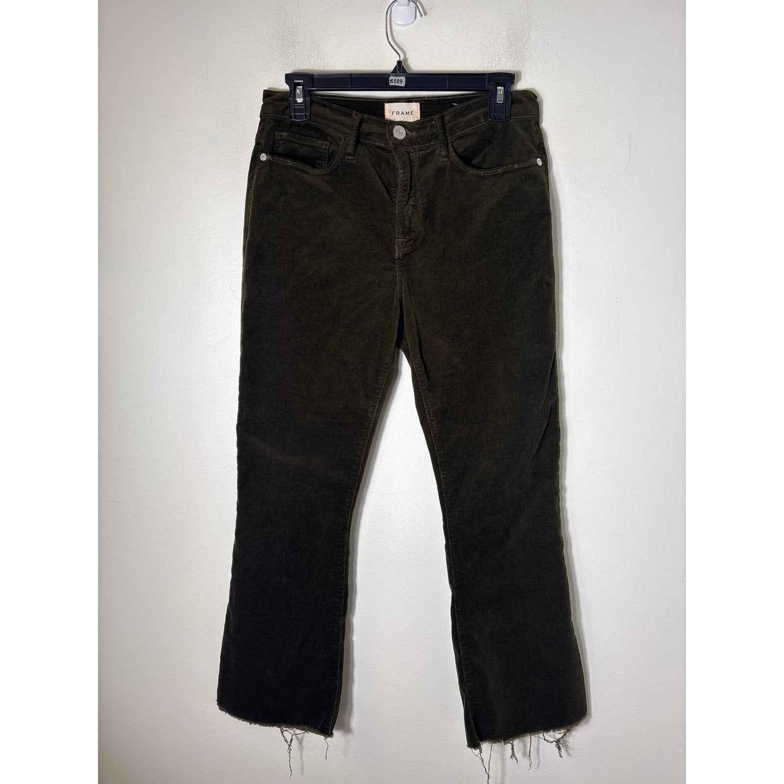 Frame Dark Green Le Crop Mini Boot Cord Pants Sz 29