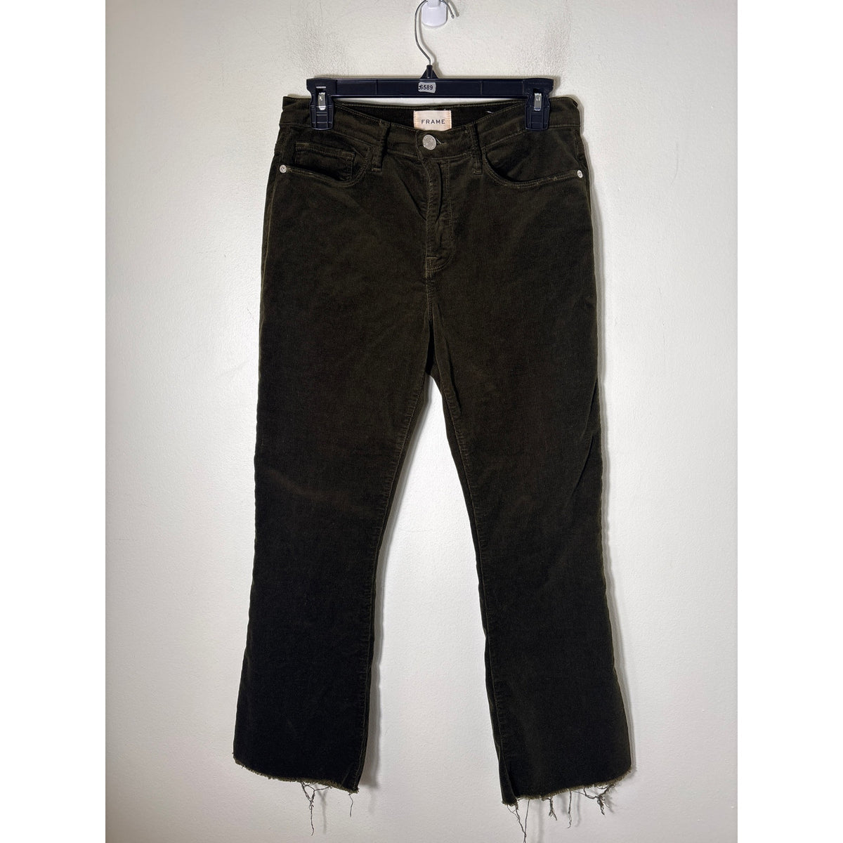 Frame Dark Green Le Crop Mini Boot Cord Pants Sz 29