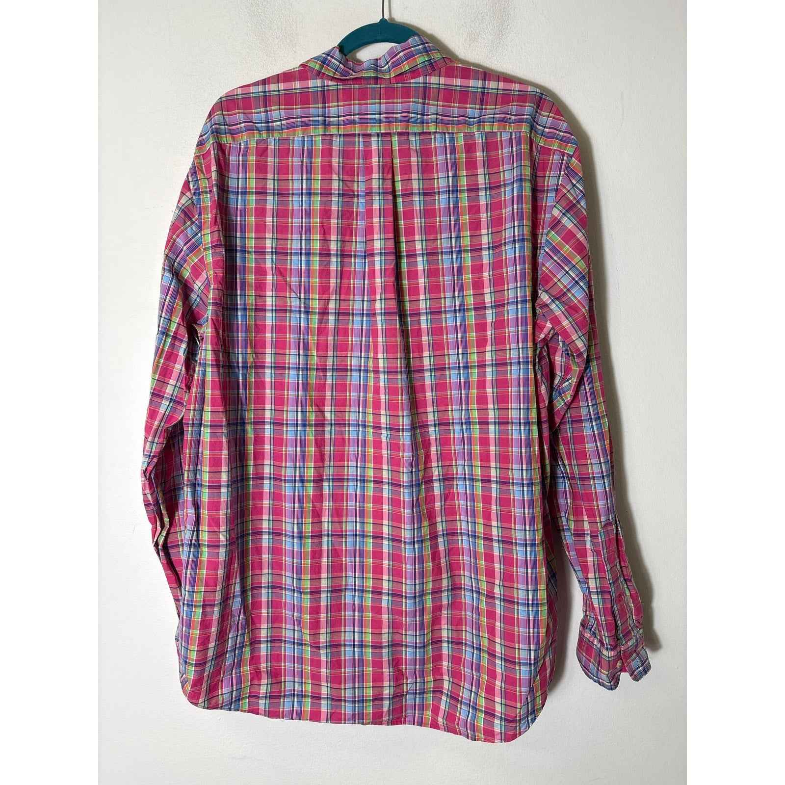 Men's Ralph Lauren Pinkish Plaid Long Sleeve Cotton Shirt Sz XXL