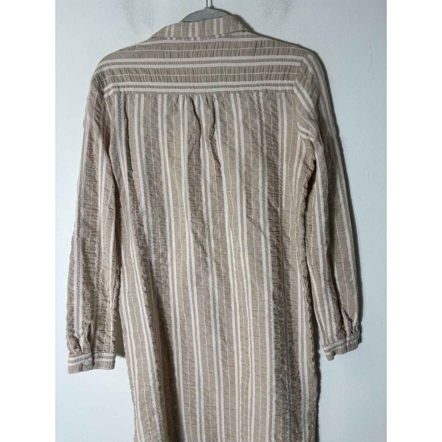 Suncoo Paris Beige and White Stripe Knee Length Dress Sz T1