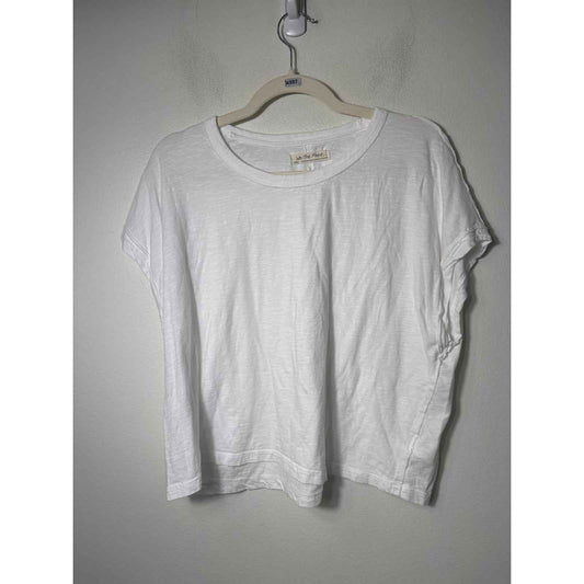 We The Free White Cap Sleeve Cotton Tee Shirt Sz L