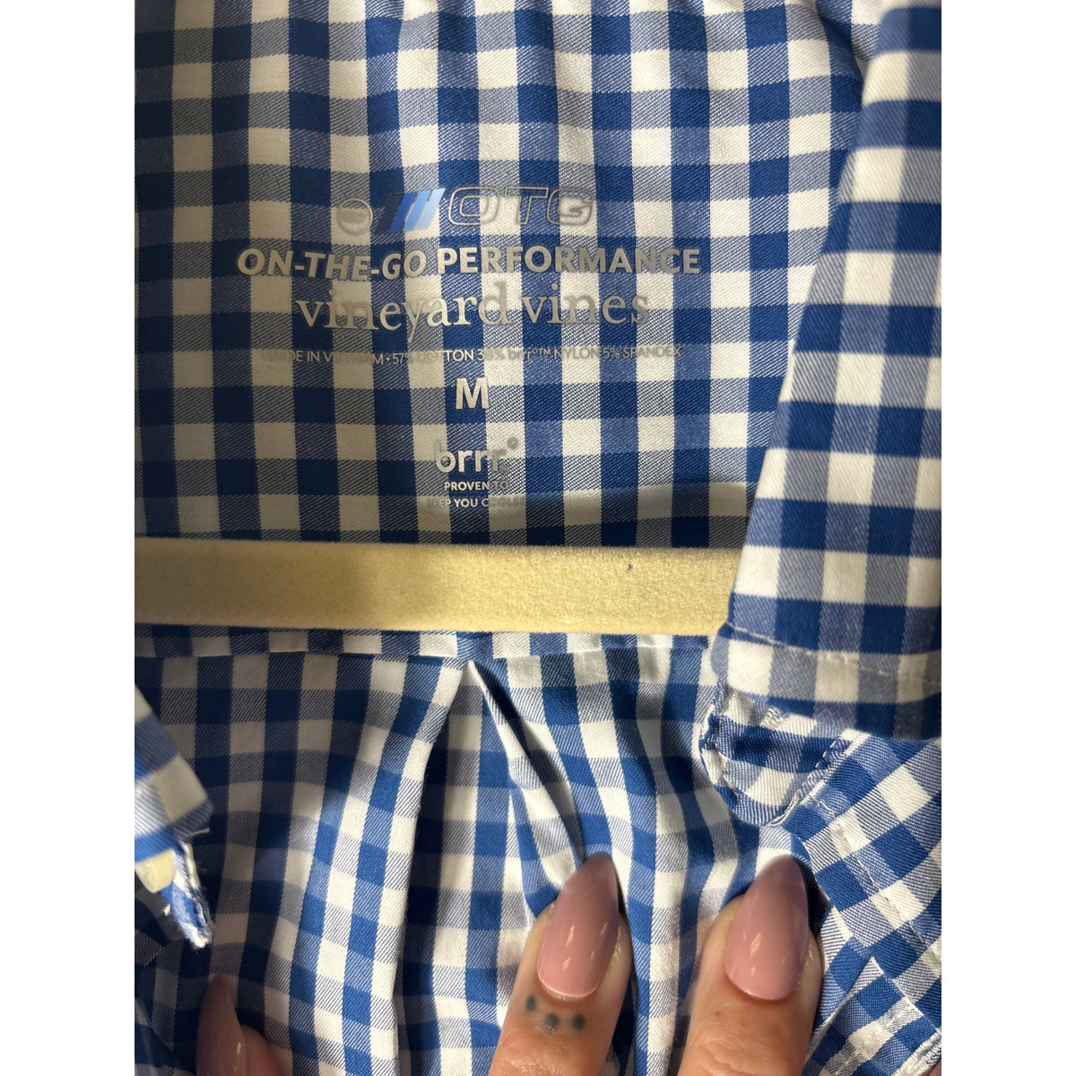 Men's Vineyard Vines OTG Performance Blue and White Check Sz M