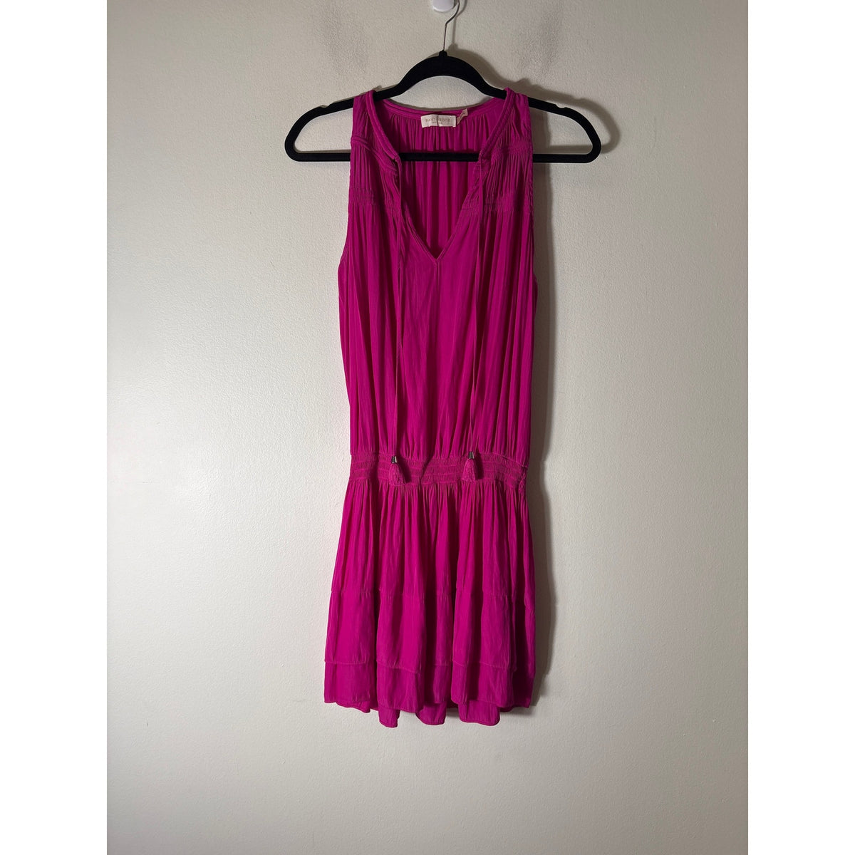 Ramy Brook Hot Pink Sleeveless Layered Ruffle Knee Length Dress Sz M