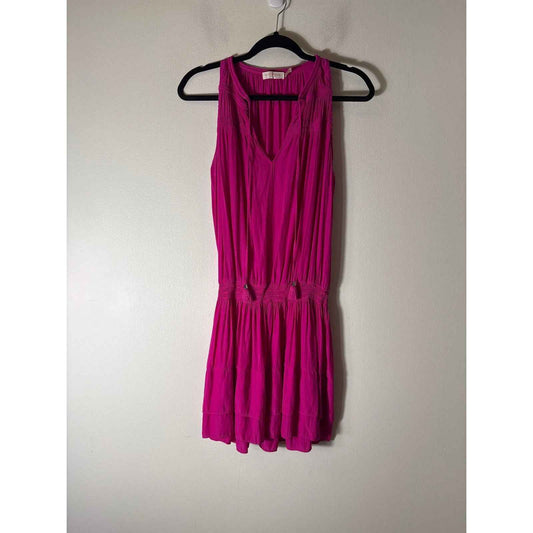 Ramy Brook Hot Pink Sleeveless Layered Ruffle Knee Length Dress Sz M