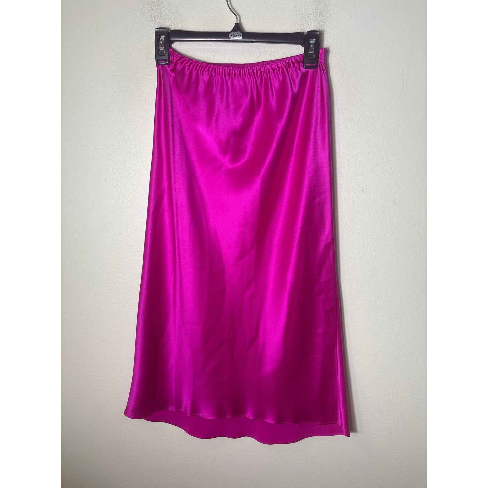 Michelle Farmer Pink Satin Charmeuse Midi Skirt Sz 6