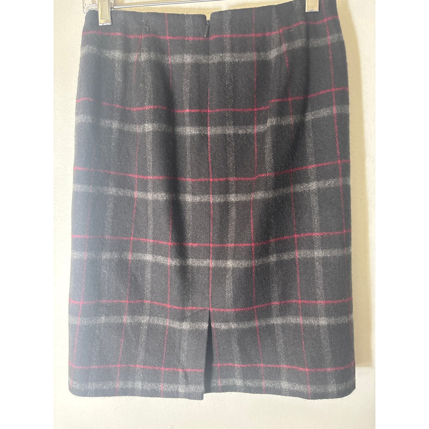 Talbots Black Plaid Wool Skirt Sz 2P