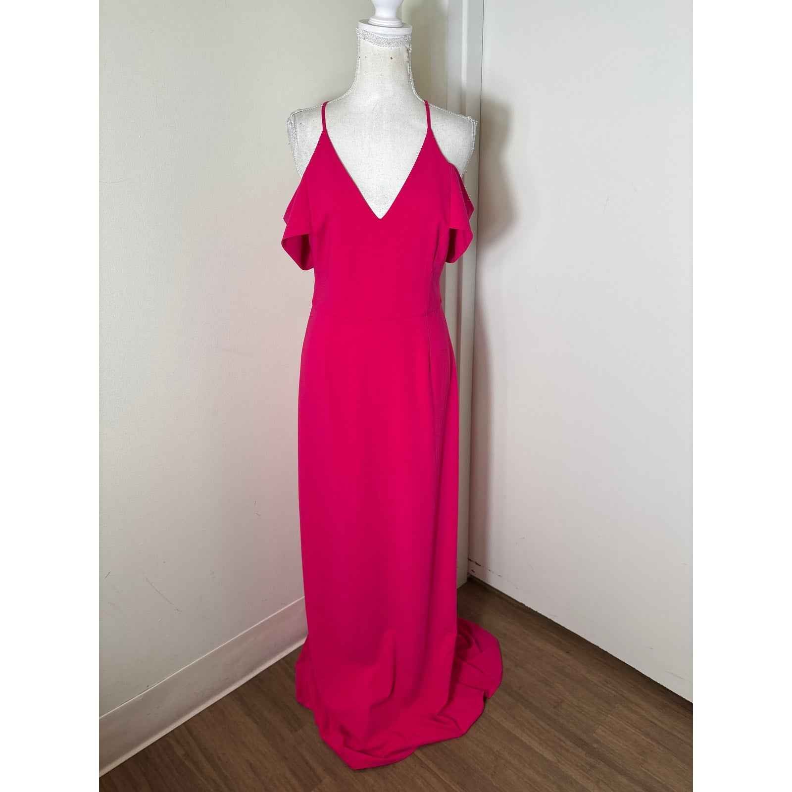 Halston Heritage Hot Pink Gown Sz 4