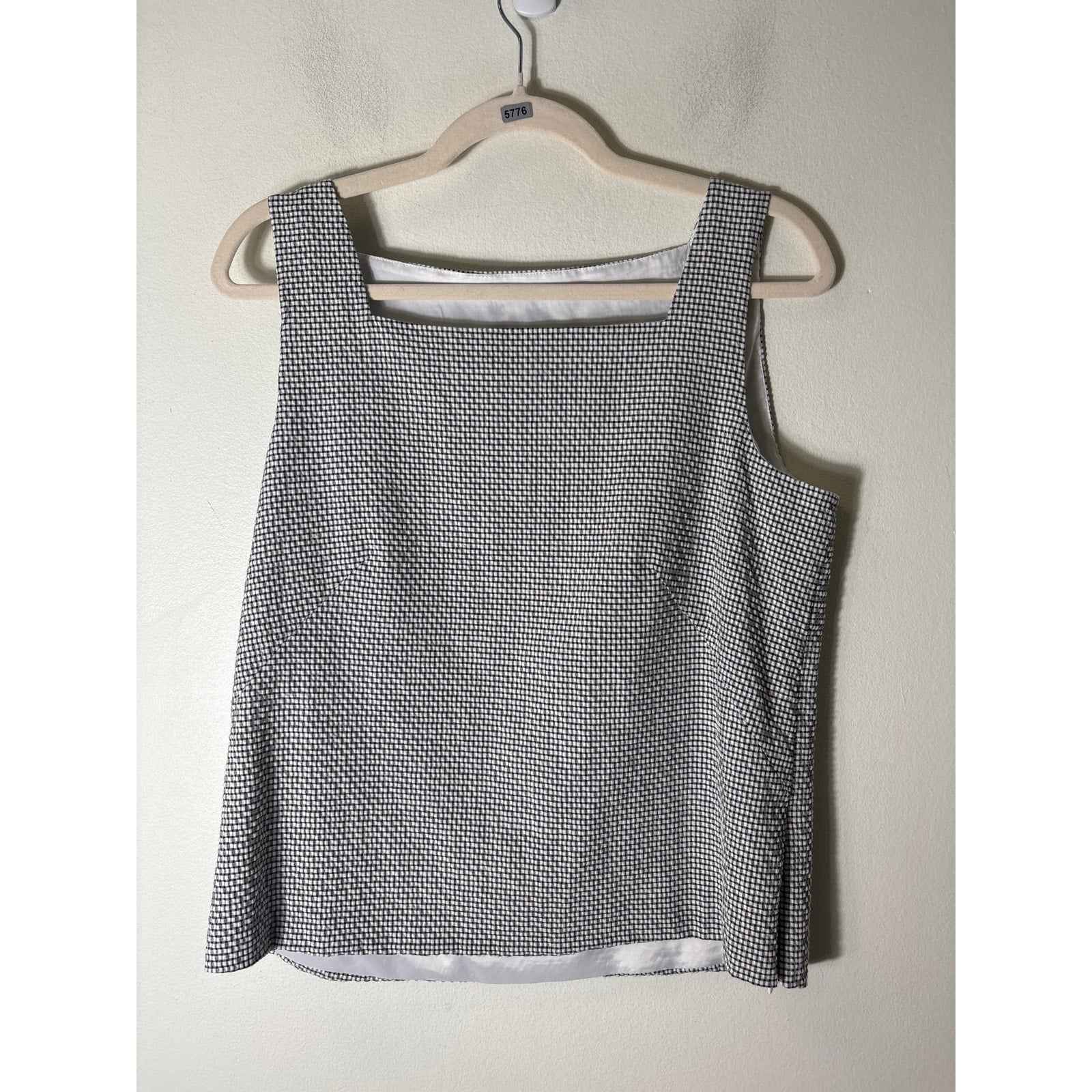 Peace of Cloth Black and White Checked Sleeveless Top Sz M